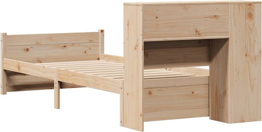 Pat Single Din Lemn Masiv Maro Cu Plăci Potrivit Pentru Saltea 75x190cm