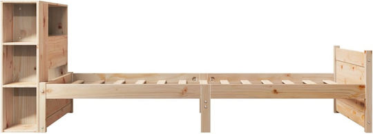 Pat Single Din Lemn Masiv Maro Cu Plăci Potrivit Pentru Saltea 75x190cm
