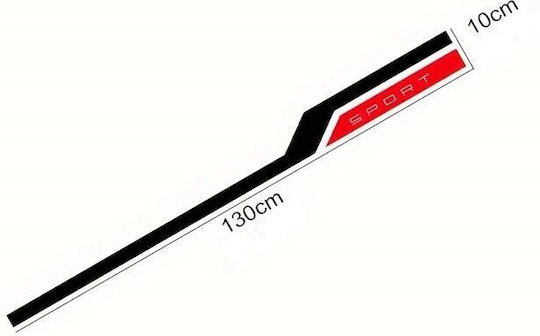 Self-Adhesive Tuning Sticker Set In Two Colours Model "Hood Stripes V3" Size 130 X 10 Cm Colour Black + Red