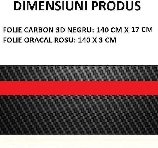 Adhesive Sticker Tuning Model "rally Stripe Carbon 3d" Size 140 X 17 Cm Color Black Red
