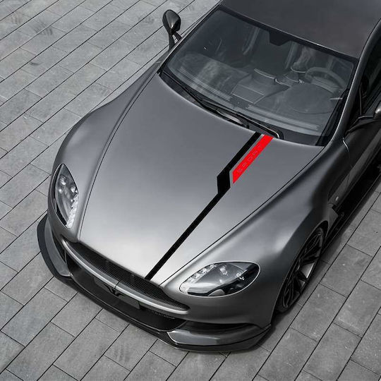 Self-Adhesive Tuning Sticker Set In Two Colours Model "Hood Stripes V3" Size 130 X 10 Cm Colour Black + Red