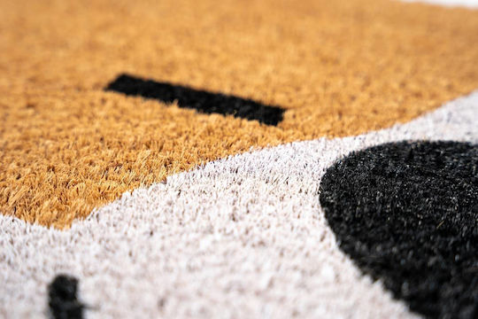 Sdim Entrance Mat made of Coir with Anti-slip Backing Dog Beige-Black 45x75cm Thickness 15mm