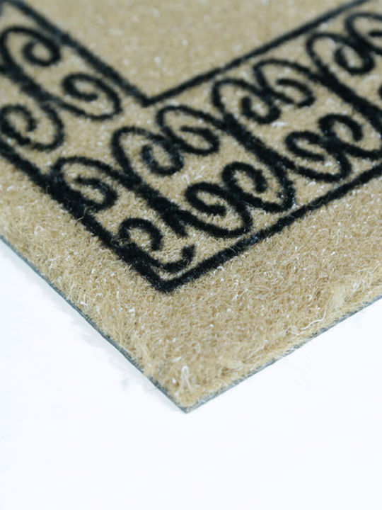 San Lorentzo Entrance Mat made of Coir with Anti-slip Backing Welcome Frame Brown 40x60cm