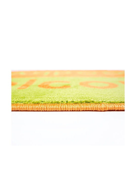 Sdim Covor de Intrare Mochetă cu Suport Antiderapant Fashion Welcome Lime Green/Orange 40x67buc