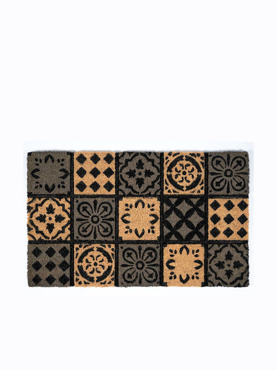 Sdim Entrance Mat made of Coir with Anti-slip Backing Ruco Style 003 Barok Tales Green 45x75cm Thickness 15mm