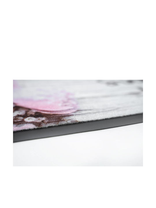 Sdim Entrance Mat Carpet with Anti-slip Backing Home Sweet Home Peonies Beige - Pink 45x75cm Thickness 6mm
