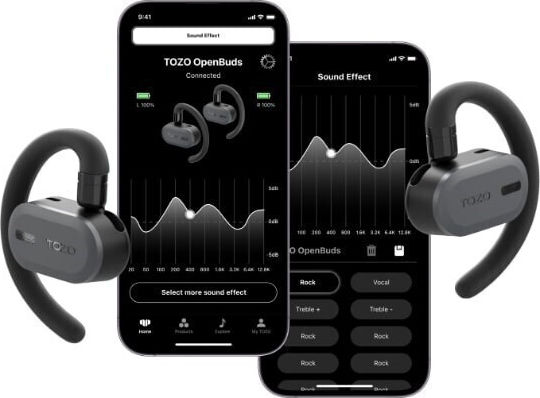 Tozo Open Buds Bluetooth Handsfree Căști cu Rezistență la Transpirație și Carcasă de Încărcare Negru