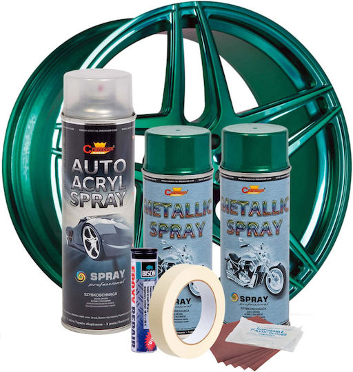 Complete Repair Painting Kit Wheels In Metallic Green Color V2