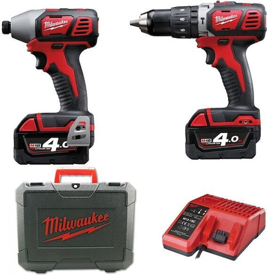 Milwaukee M18 BPP2C-402C Set Impact Screwdriver & Impact Drill Driver 18V with 2 Batteries 4Ah and Case