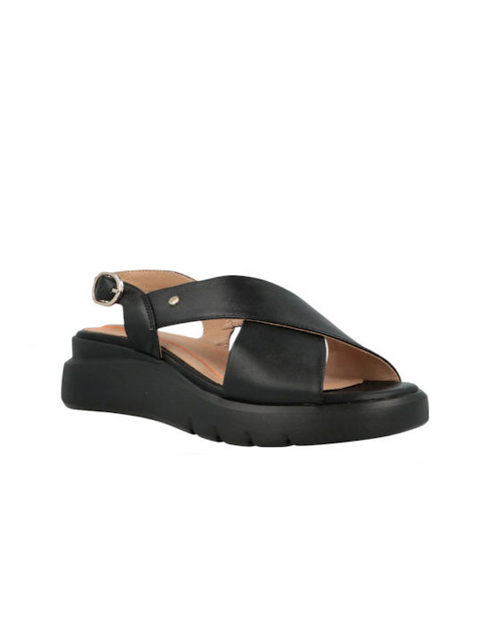 Leather Women's Flat Sandals in Blue Color