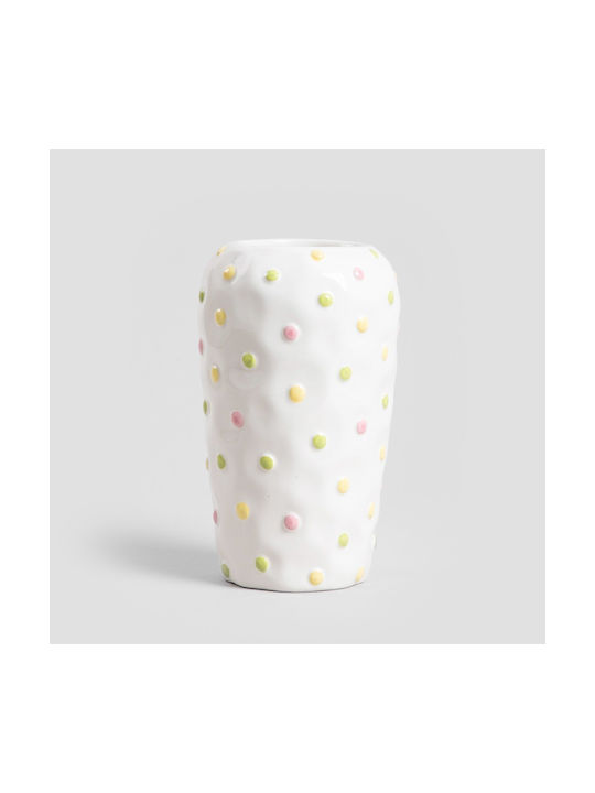 Homla Dekorative Keramikvase Weiß 12xH20cm