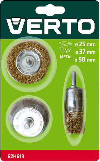 Verto 62H613 Wire Brush for Drill 75mm Set of 3pcs