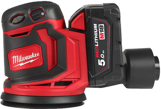 Milwaukee M18 BOS125-502B Battery Powered Eccentric Sander 125mm Battery 18V 2x5Ah with Speed Control and with Suction System 4933464229