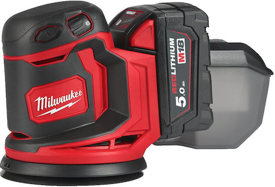 Milwaukee M18 BOS125-502B Battery Powered Eccentric Sander 125mm Battery 18V 2x5Ah with Speed Control and with Suction System 4933464229