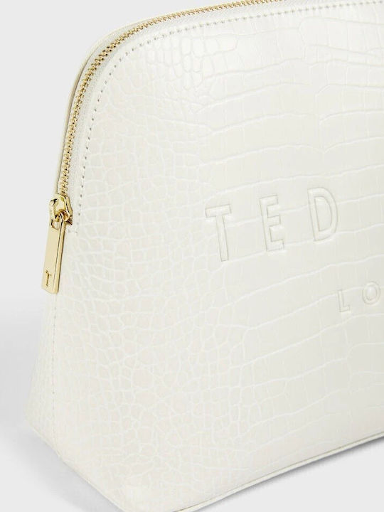 Голяма бяла тоалетна чанта Ted Baker Crocana Nude Croc S253576