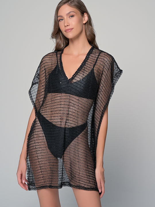 Milena by Paris Καφτάνι Παραλίας Μάυρο