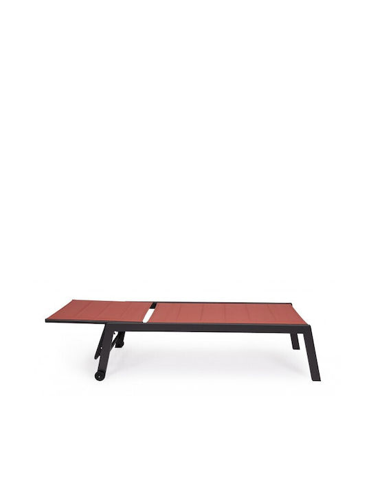 Liegestuhl Aluminium Hilde Rot 200x65x102cm.