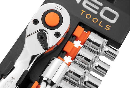 Neo Tools Ратчетни и гнездови гарнитури 3\8" 12бр