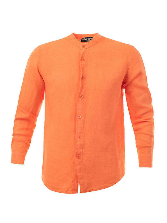 Long-sleeved Linen Shirt Orange