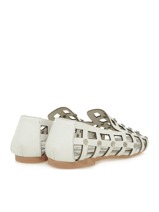 Δερμάτινα Γυναικεία Loafers σε Λευκό Χρώμα