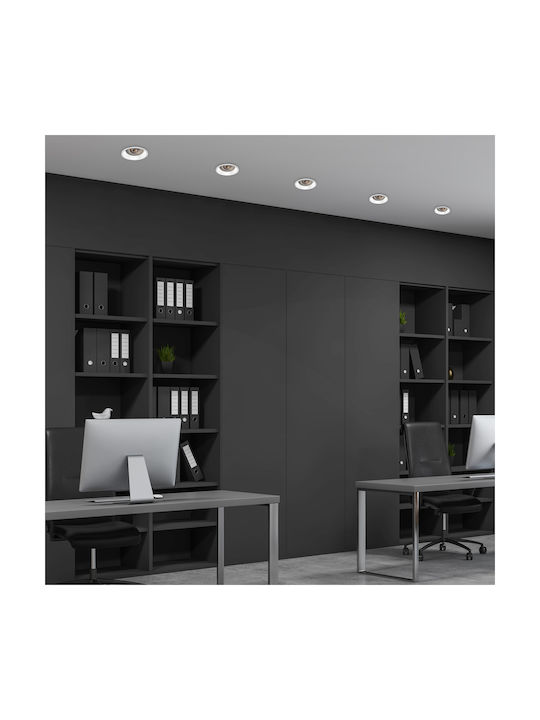 Eko Light Στρογγυλό Μεταλλικό Χωνευτό Σποτ με Ντουί GU10 Λευκό 1τμχ