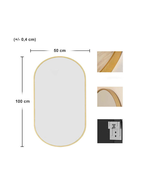 Wandspiegel Oval mit Gold Metallisch Rahmen 100x50cm 1Stück