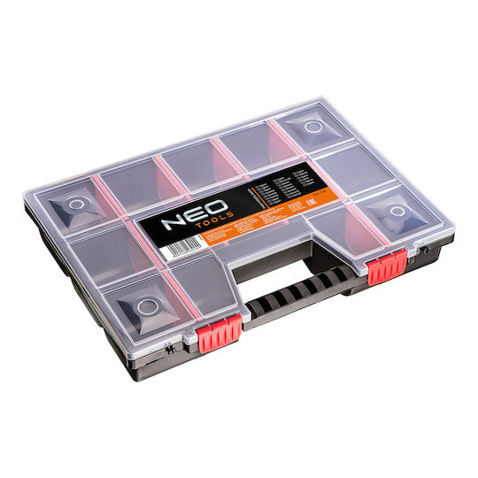 Neo Tools Ταμπακιέρα Εργαλείων 19 Θέσεων με Ρυθμιζόμενα Χωρίσματα Μαύρη 39x29x6.5εκ.