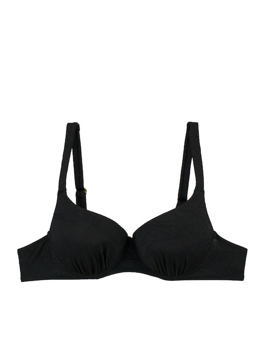 Plus Size Γυναικείο Ανάγλυφο Μαγιό Bikini Μπανέλα Μαύρο