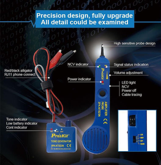 Proskit 3PK-NT023 Tester Καλωδίων Ρεύματος RJ11