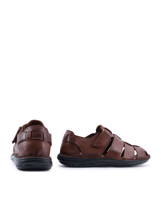 Leder Herrensandalen in Tabac Braun Farbe