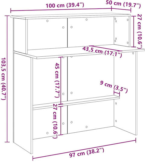 vidaXL Office Reception L100xW50xH103.5cm