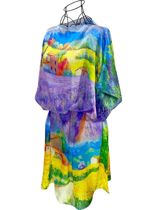 Damen Poncho-Kleid Lv24 Lila Gelb Einheitsgröße Intl