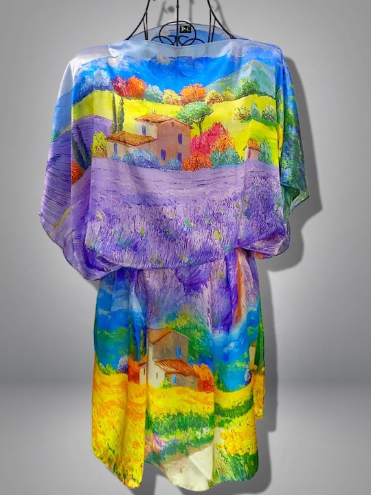 Damen Poncho-Kleid Lv24 Lila Gelb Einheitsgröße Intl