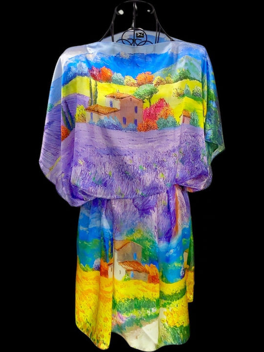 Damen Poncho-Kleid Lv24 Lila Gelb Einheitsgröße Intl