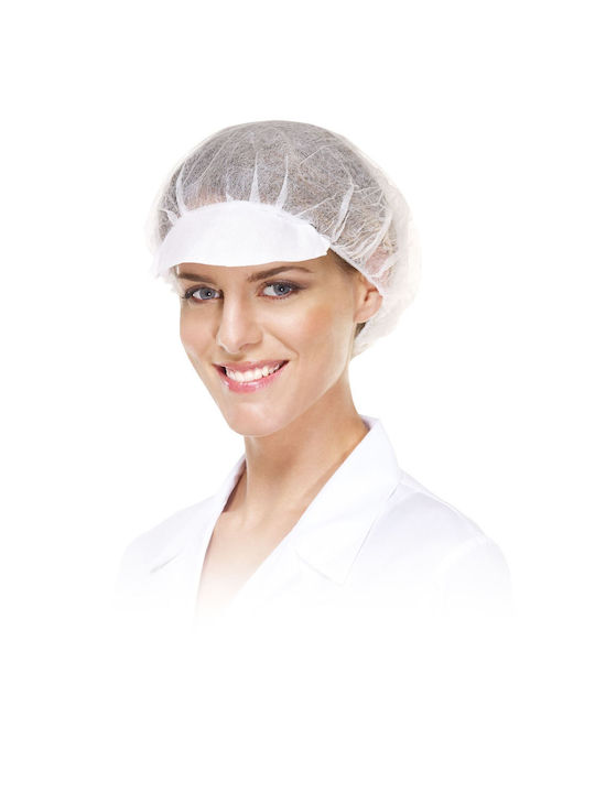 Jana White Caps with Visor Women's 100pcs Work Beanie Disposable White 50573.14F
