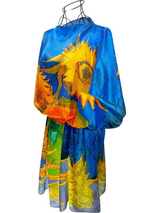 Rochie Poncho Femei Fs24 Albastru Galben Mărime Universală Intl
