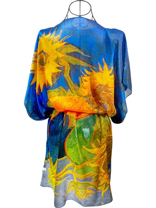 Rochie Poncho Femei Fs24 Albastru Galben Mărime Universală Intl