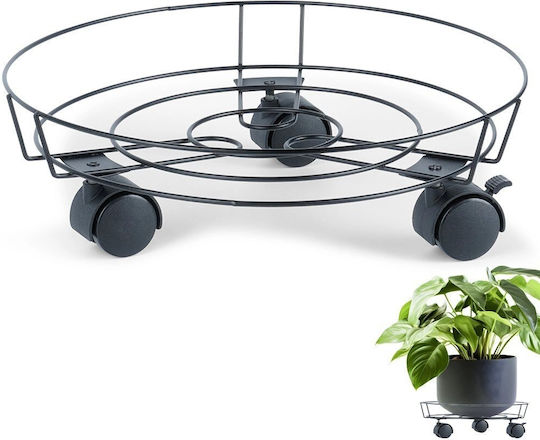 Progarden Suport pentru ghiveci Metal Negru cu Roți 31.5bucx31.5buccm.
