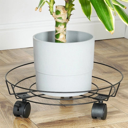 Progarden Suport pentru ghiveci Metal Negru cu Roți 31.5bucx31.5buccm.