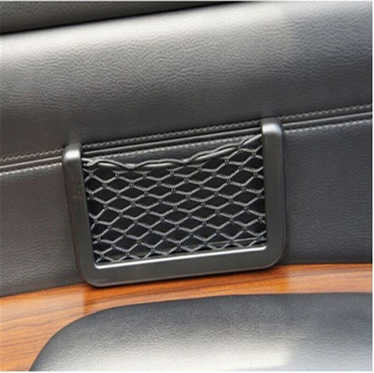Organizator cu Buzunar din Plasă Elastică, Ramă din Plastic, Dimensiuni 19,5 X 7,8 Cm, Culoare Neagră