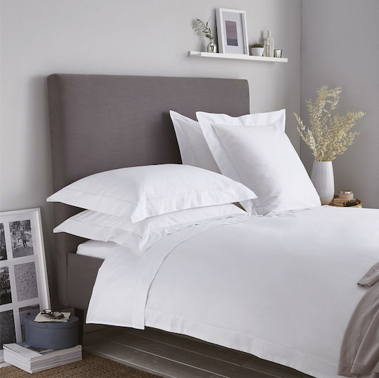 Kipper Hotel Sheet White Queen Size 240x260cm Cotton & Polyester 1pcs