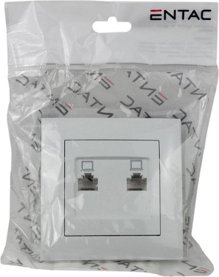 Entac ERWLS2-ARN-W Διπλή Πρίζα Δικτύου RJ45 με Πλαίσιο Τύπου Cat5 σε Λευκό Χρώμα 15.005.0106