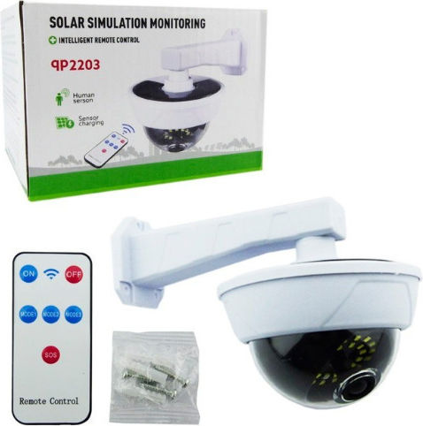 Factory Solar Dummy Surveillance Dome Camera with LED Lighting White