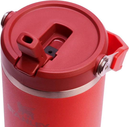 Stanley Iceflow Flip Straw Glass Thermos Stainless Steel BPA Free 890ml Orange with Straw and Handle