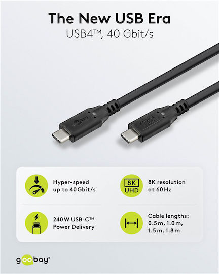 Goobay USB 4 Video Cable USB-C male - USB-C / DisplayPort 240W PD Μαύρο 1m 74183