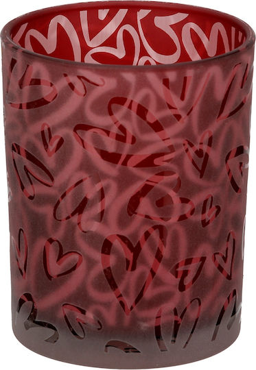 ArteLibre Glass Lantern Red 10x10x13cm