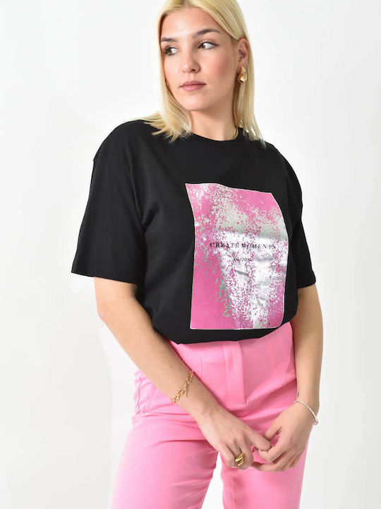 Γυναικείο Crop T-shirt Μαύρο