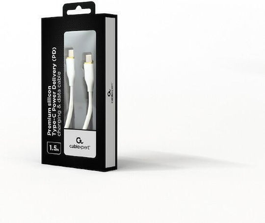 Gembird Usb 2.0 Type C T-t Silicon Cable 1.5m White Gembird Cc-usb2s-cmcm-1.5m-w