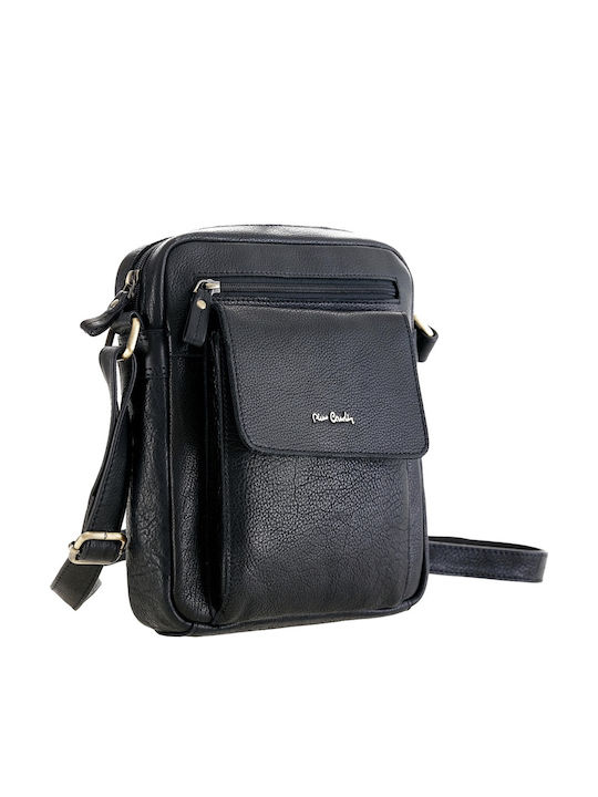 Leder Herrentasche Schulter / Crossbody Schwarz 8423