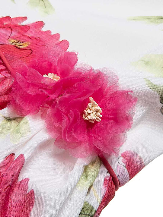 Children's Dress Sleeveless Tulle Floral White